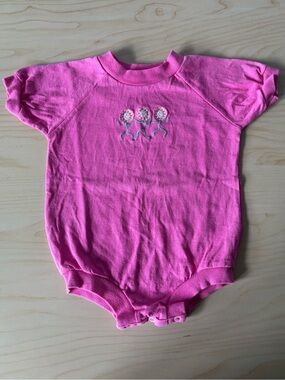 Rabbit Skins Pink Floral Embroidered One-Piece - Size 18M